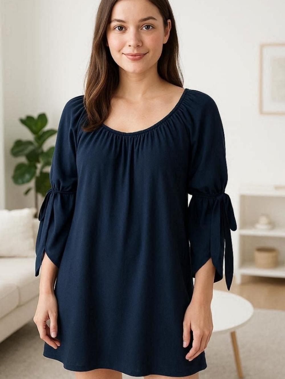 Fairycore Navy Blue Long Handkerchief Renaissance Sleeve Sheer Mini Dress size M